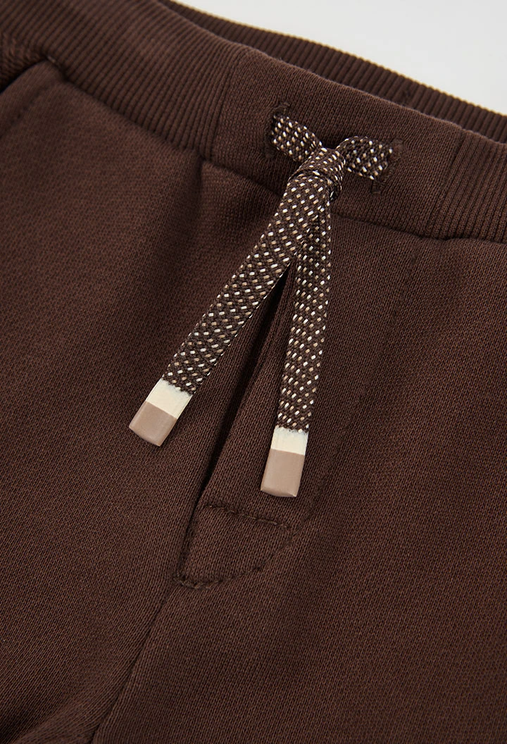 Pantalón felpa niño marrón cargo