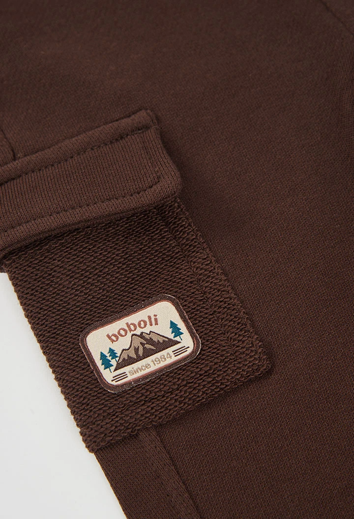 Pantalón felpa niño marrón cargo