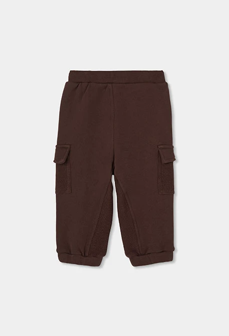 Pantalón felpa niño marrón cargo