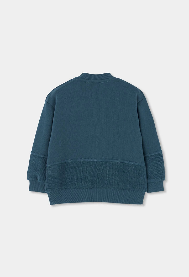 Felpa bambino verde ricamato montagne