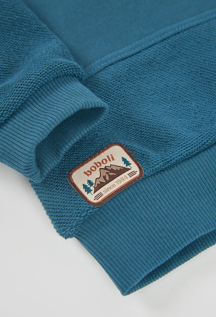 Sudadera felpa niño verde bordado montañas