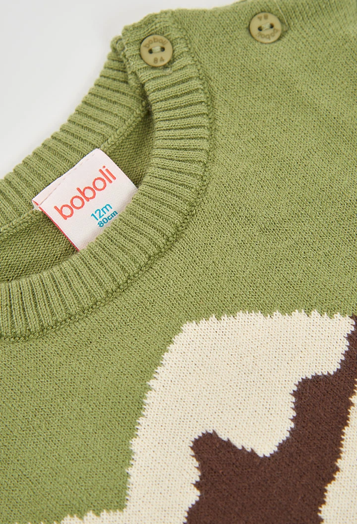 Jersey niño verde estampado de esquiadores