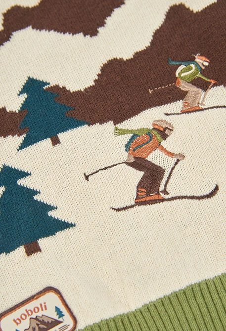 Jersey niño verde estampado de esquiadores