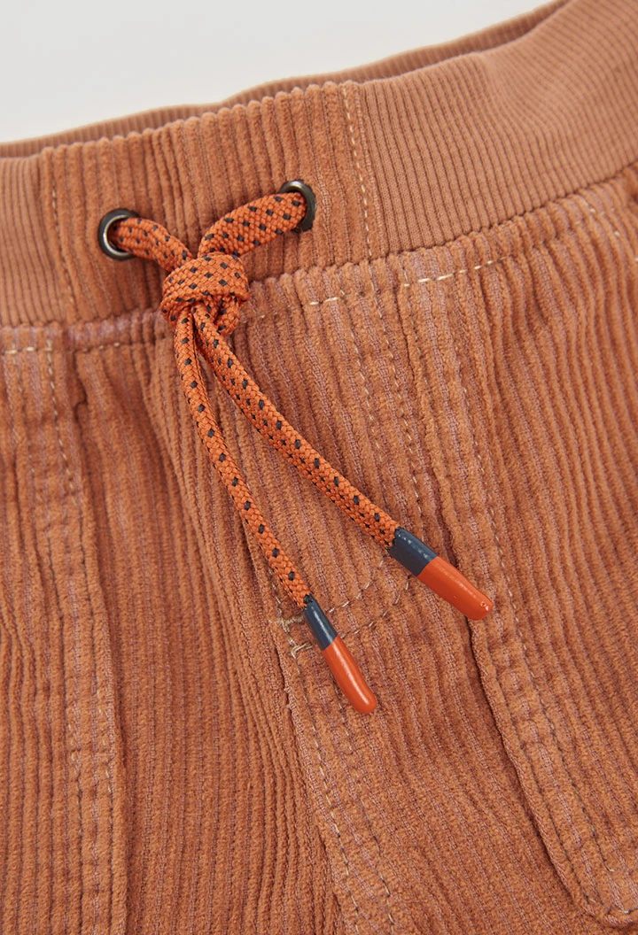 Pantalón pana niño naranja con bolsillos