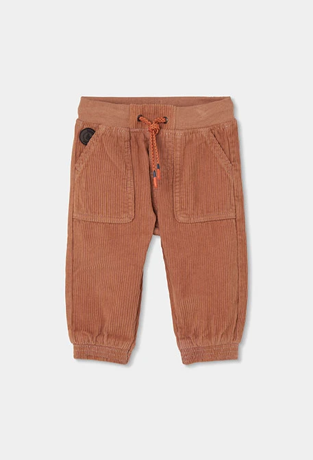 Boys\' orange corduroy trousers with pockets