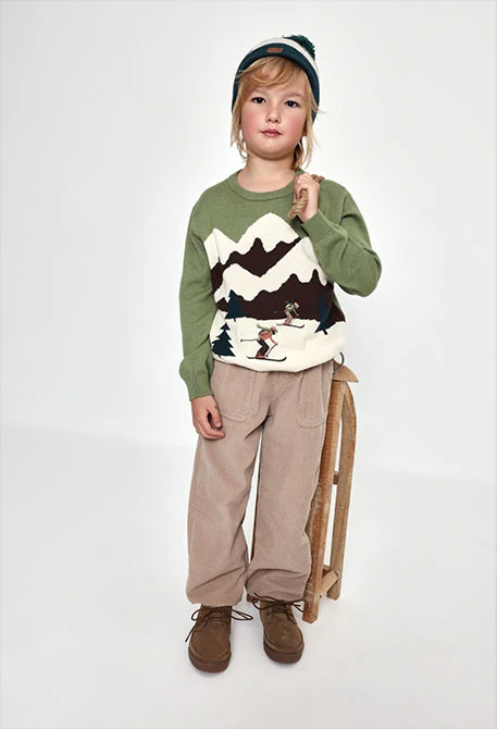 Pantalón pana niño marrón con cordón