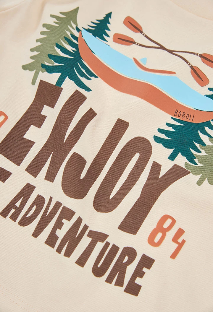 Camiseta punto niño crudo estampado aventura