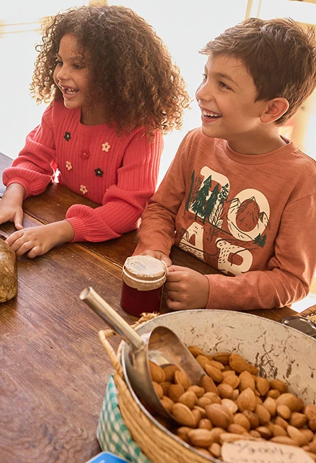 T-shirt garçon marron imprimé aventure