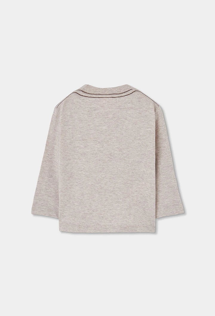 Camiseta de malha menino bege estampado aventura