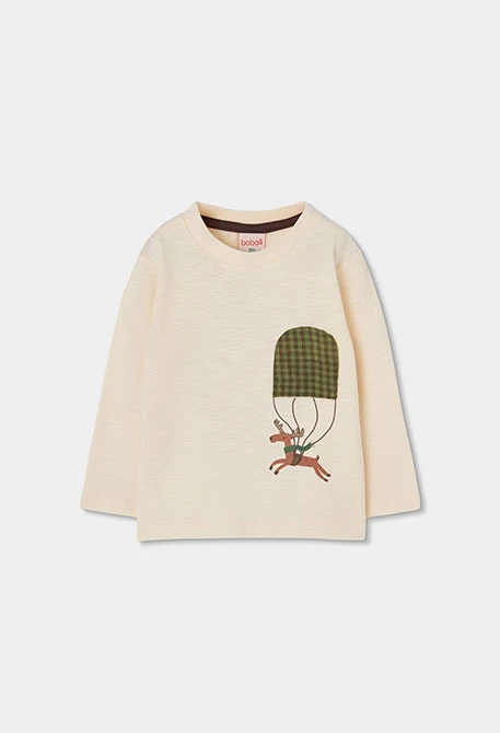 Samarreta de punt nen cru amb ren en paracaigudes