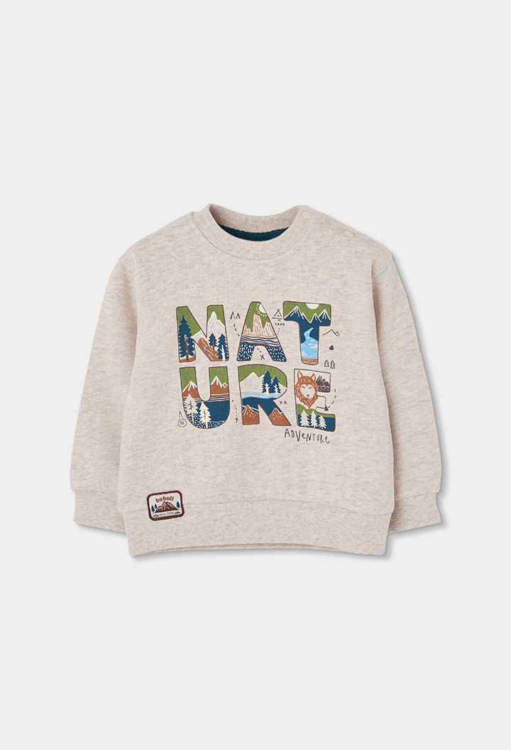 Conjunto de felpa menino bege estampado Nature