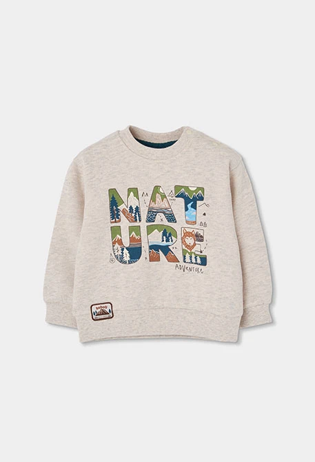 Beiges bedrucktes Plüsch-Set für Jungen „Nature\"