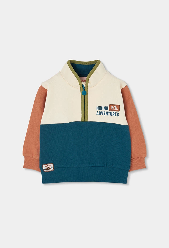 Sweatshirt em felpa para menino cru tricolor Hiking Adventures