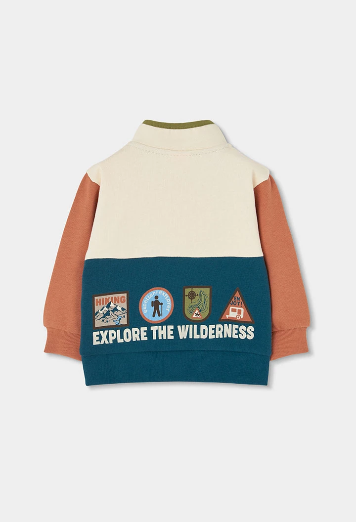 Sweatshirt em felpa para menino cru tricolor Hiking Adventures