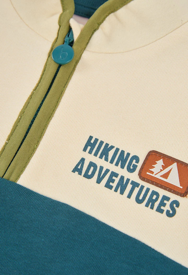 Sudadera felpa niño crudo tricolor Hiking Adventures