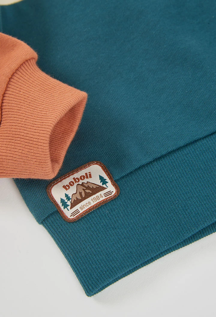 Sweatshirt em felpa para menino cru tricolor Hiking Adventures