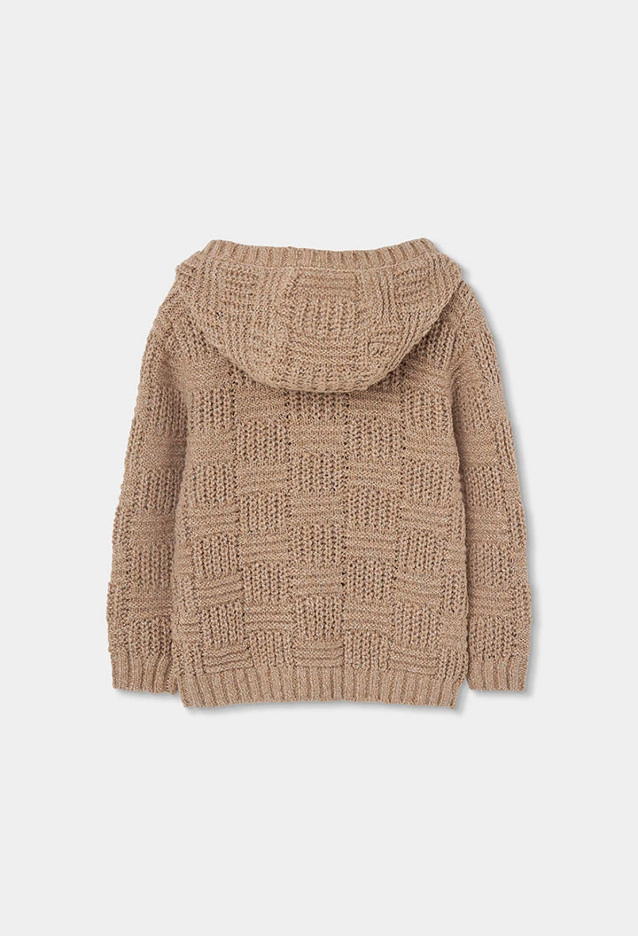 Jersey niño marrón con capucha y parches