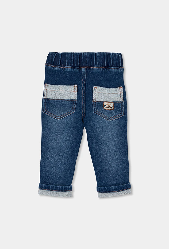 Pantalón denim niño azul con cordón