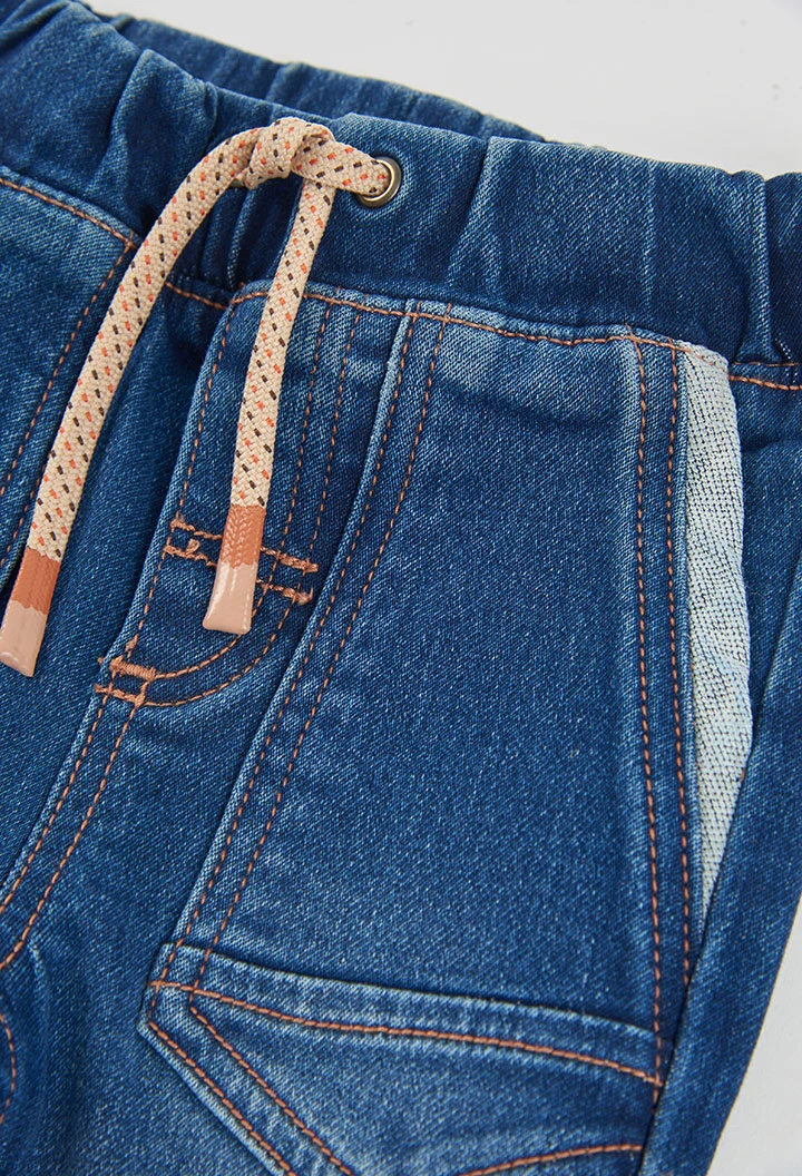Pantalón denim niño azul con cordón