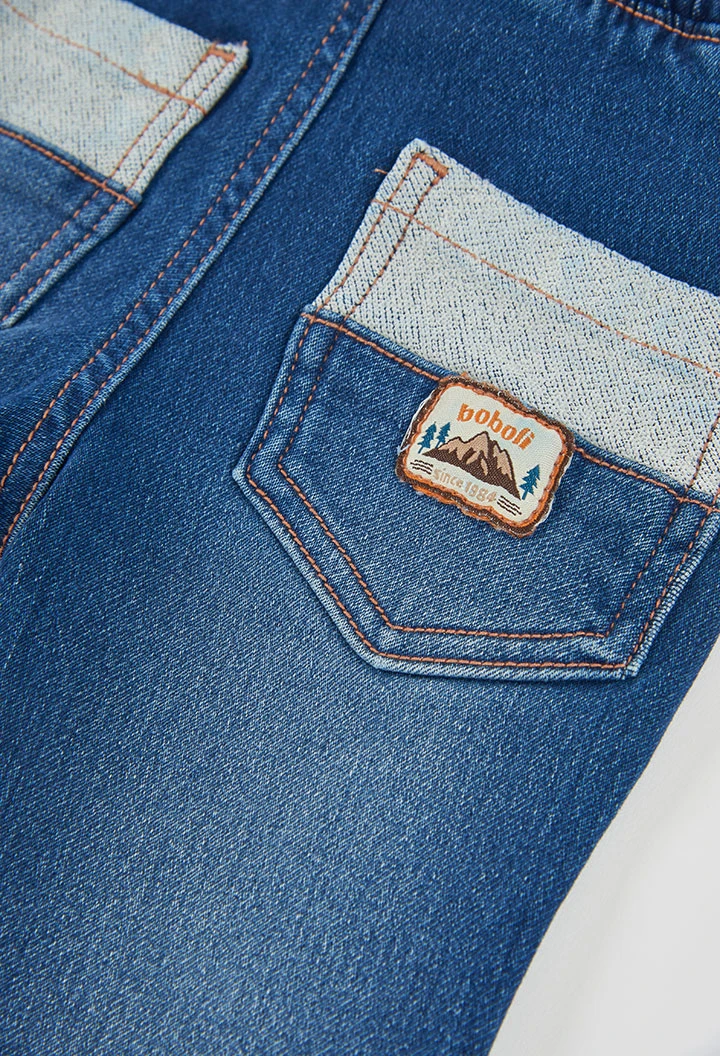 Pantalón denim niño azul con cordón