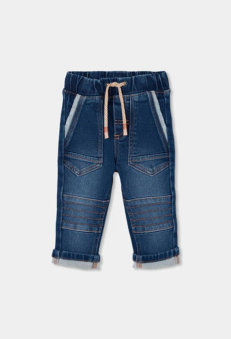 Pantalón denim niño azul con cordón