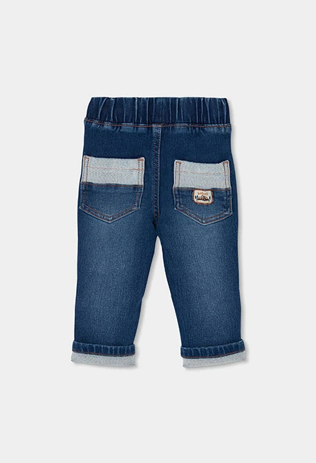 Pantalons denim nen blau amb cordó