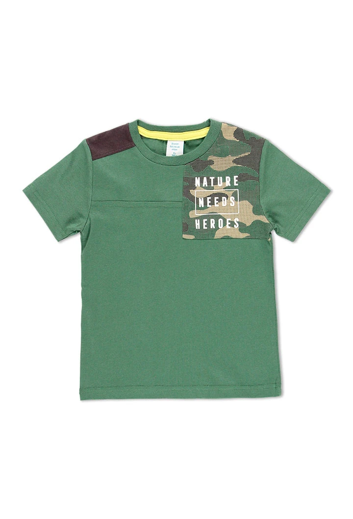 T-Shirt tricot bi matiere pour garçon
