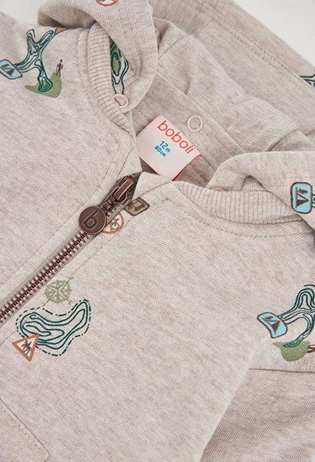Giacca in pile bambino beige stampa avventura