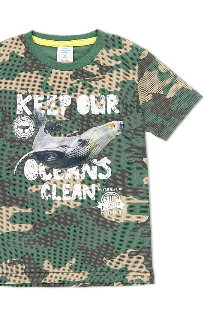 T-Shirt tricot camouflage pour garçon