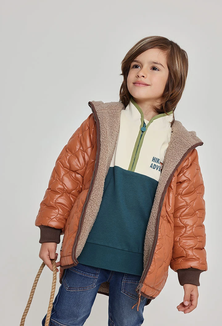 Wendbare technische Strick-Parka Junge braun