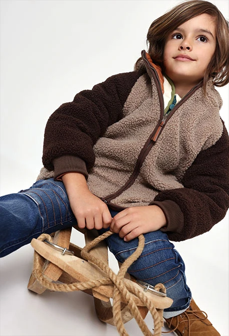 Parka tissu technique réversible garçon marron