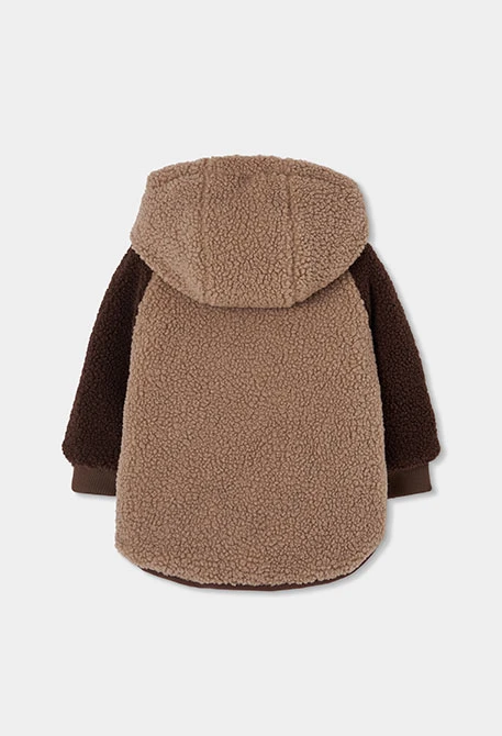 Parka tejido técnico reversible niño marrón