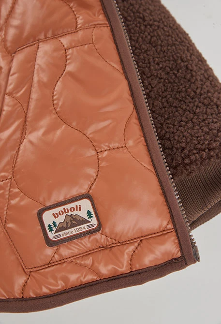 Parka teixit tècnic reversible nen marró