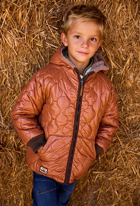 Parka teixit tècnic reversible nen marró