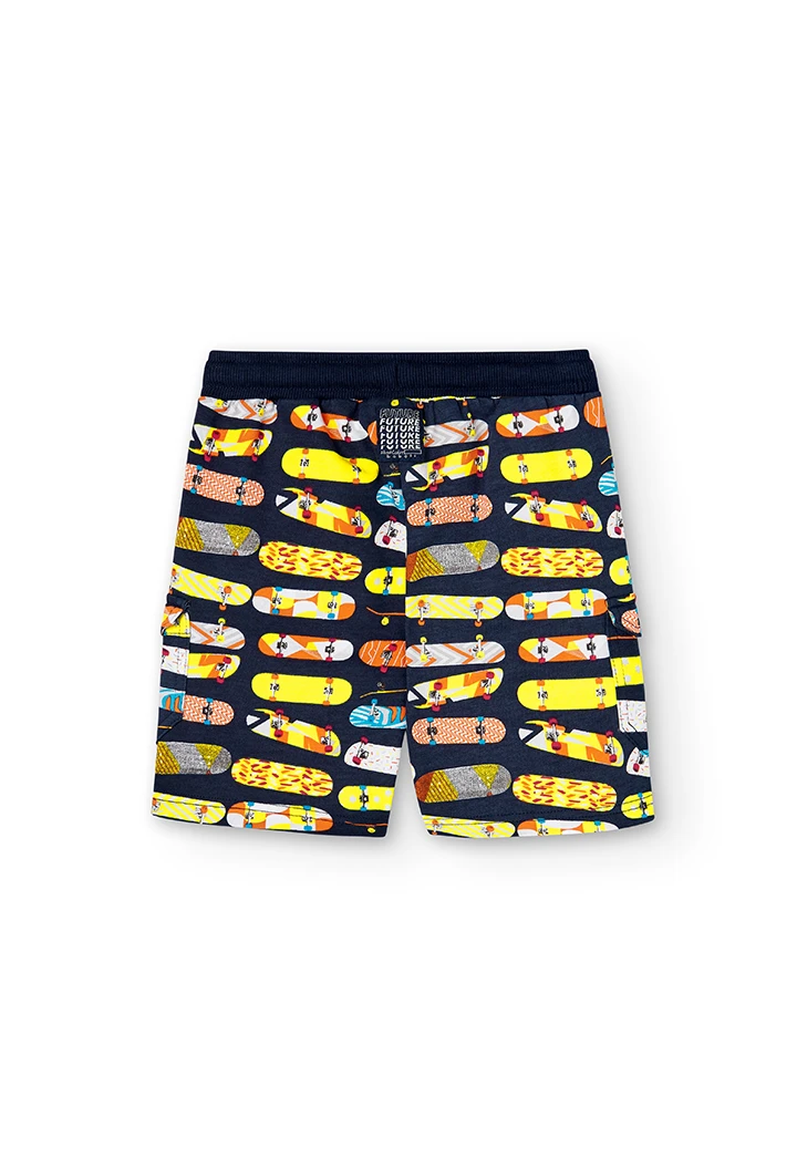 Bermudas felpa estampada de niño