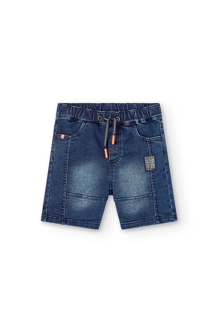 Knit denim bermuda shorts for boy