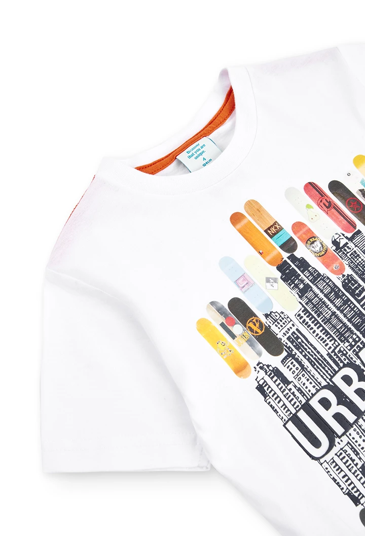 Camiseta punto estampada "urban city" de niño