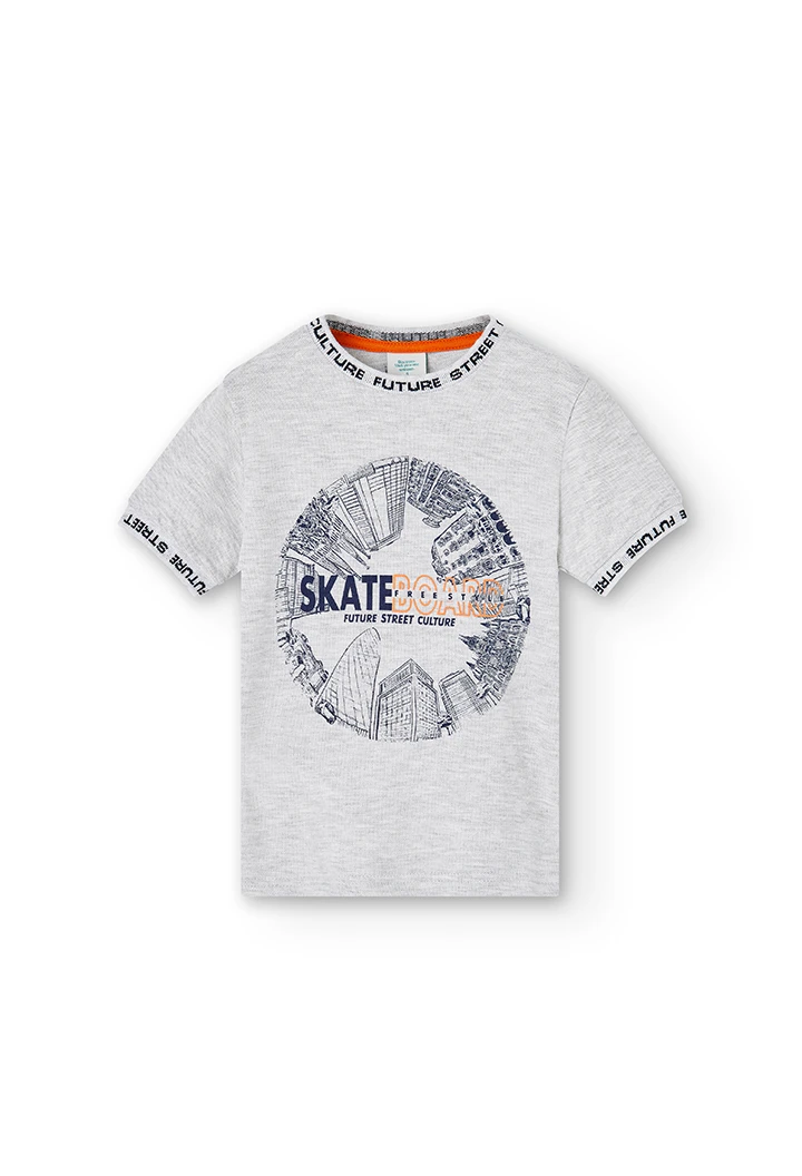 Camiseta punto piqué "skateboard" de niño