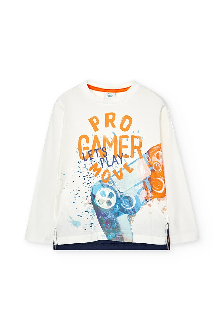 Camiseta punto de niño color celeste