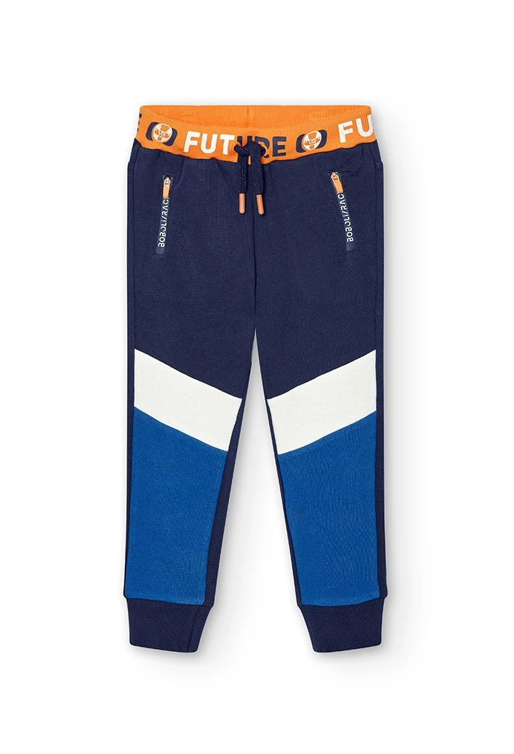 Pantalón felpa con bandas de niño varios colores
