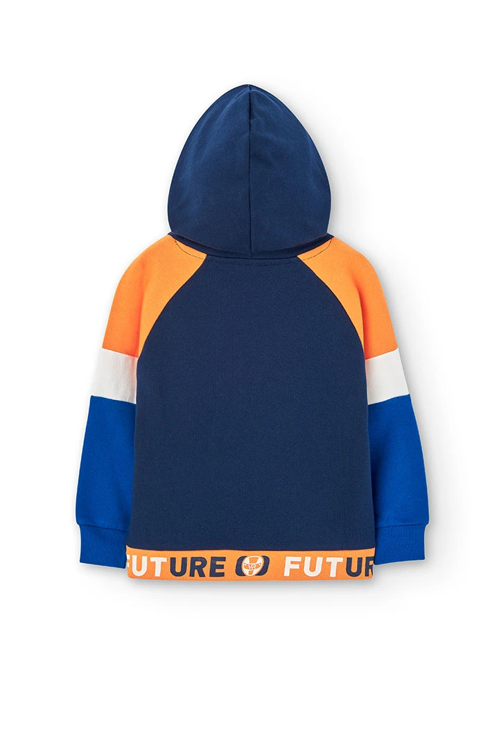 Fleece with hood sweatshirt for boy
