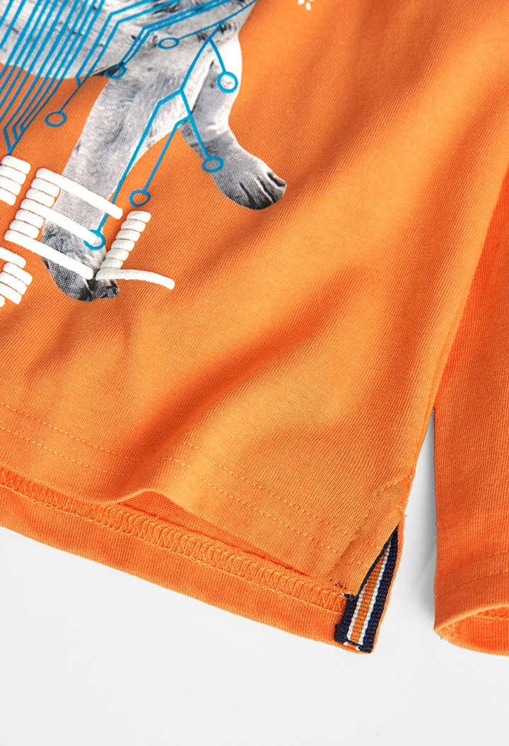 Camiseta punto de niño naranja