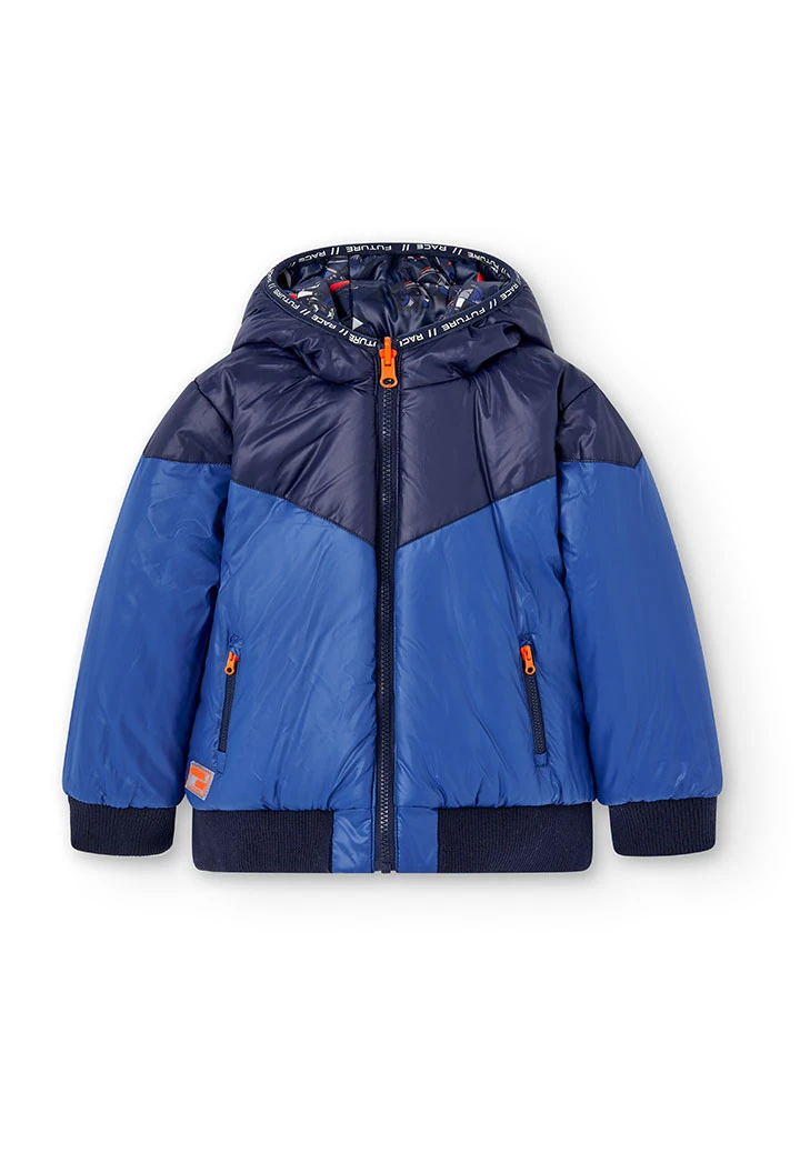 Reversible technical fabric parka for boy