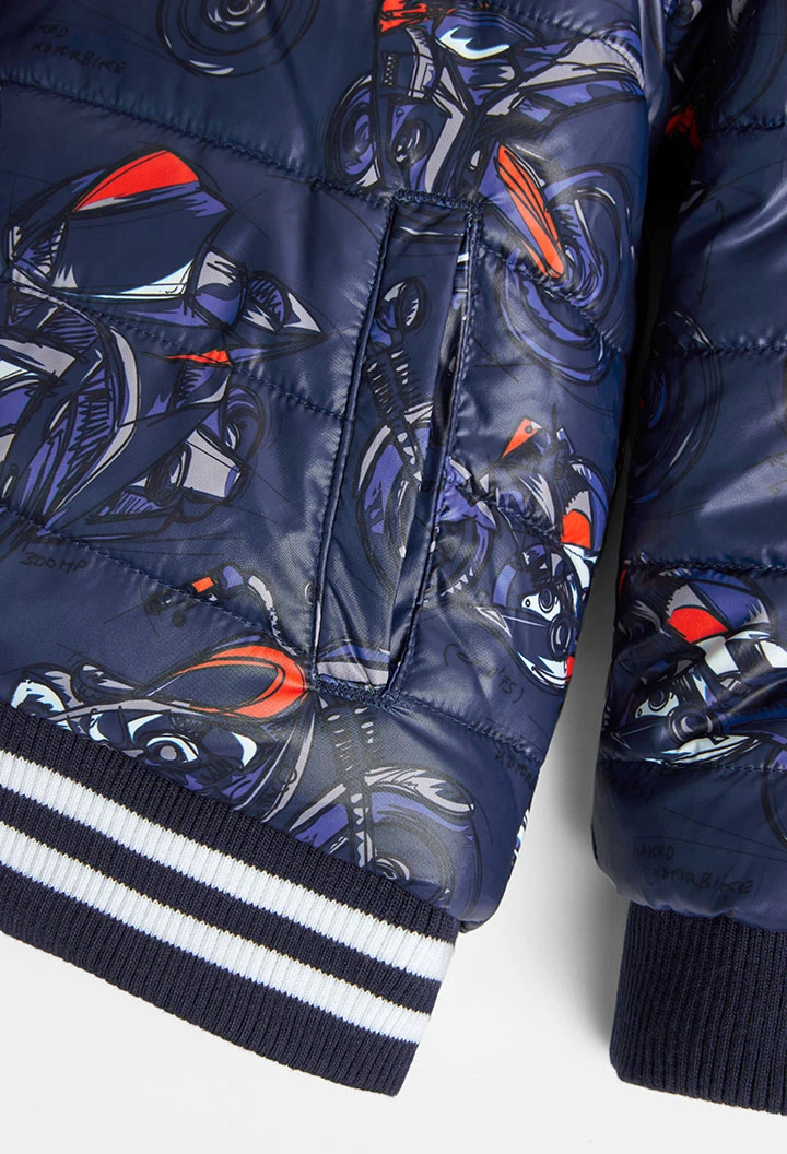 Parka reversible tejido técnico de niño estampado reflectante