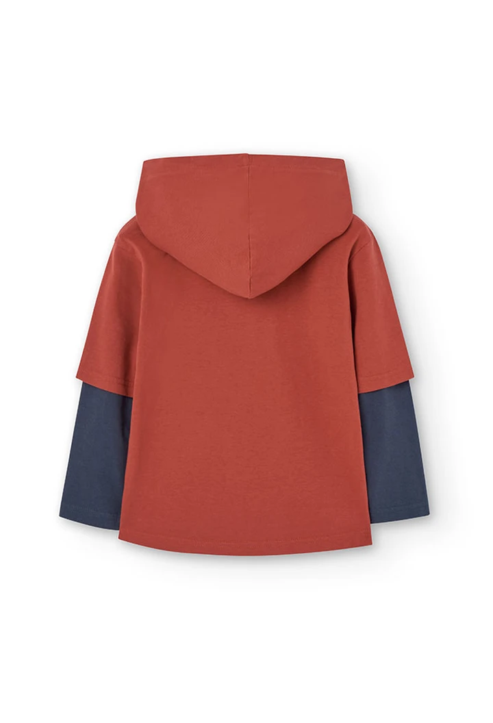 T-shirt tricoté à capuche pour garçon, couleur orange