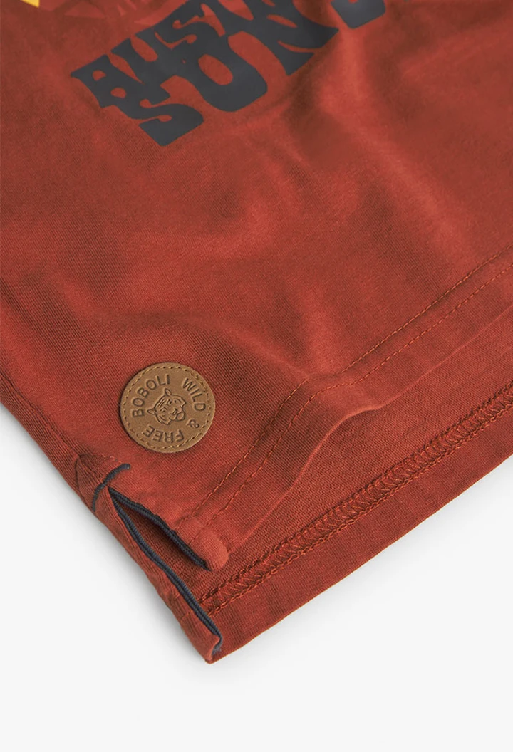 T-shirt tricoté à capuche pour garçon, couleur orange