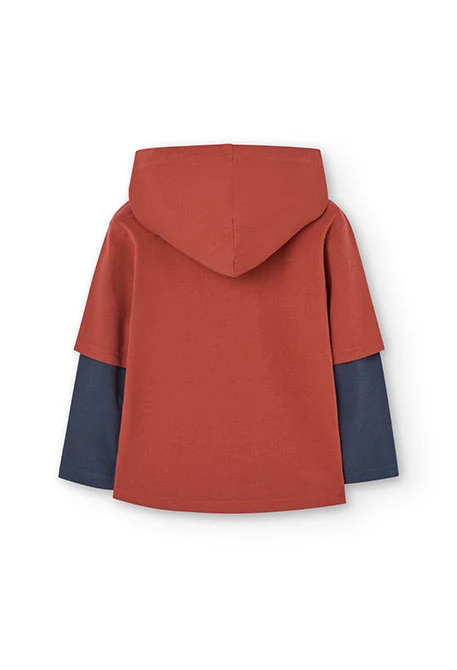 Boys' orange hooded knit t-shirt