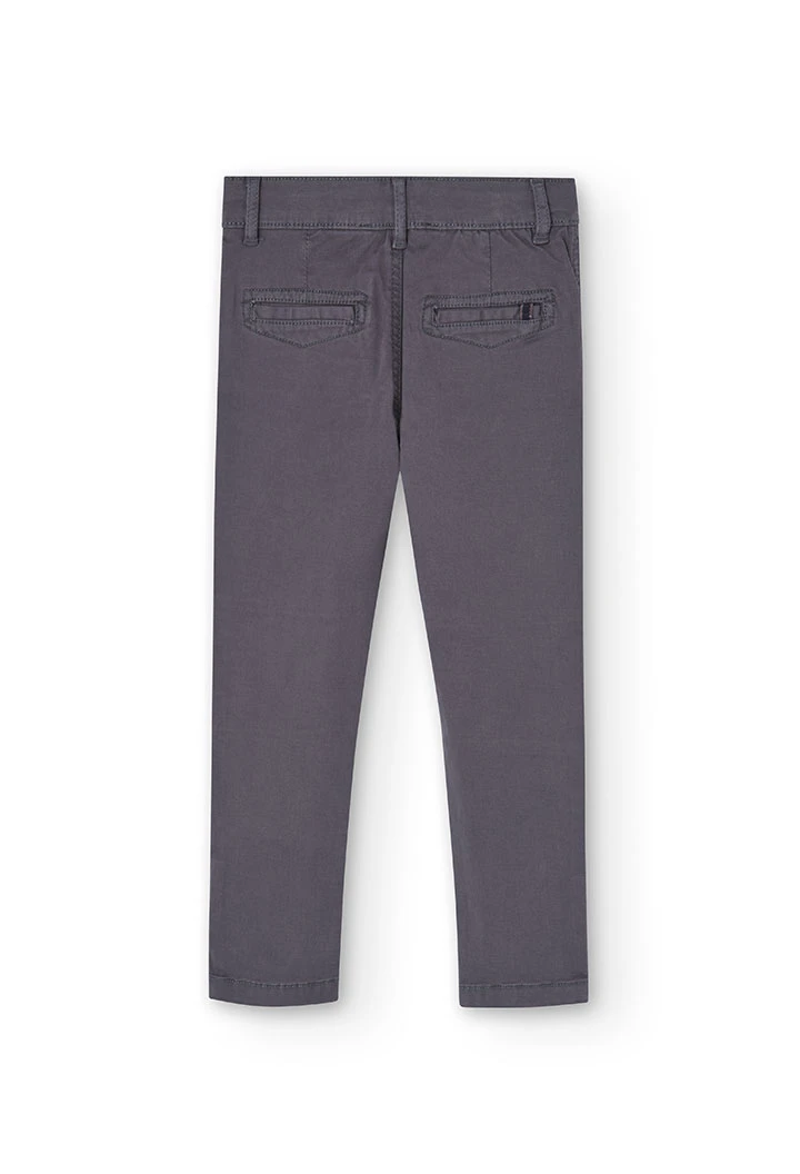 Boy\'s grey stretch gabardine trousers