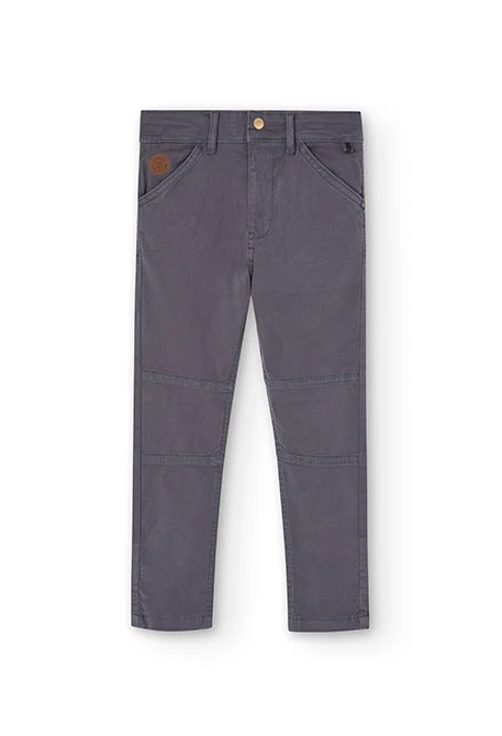 Boy's grey stretch gabardine trousers