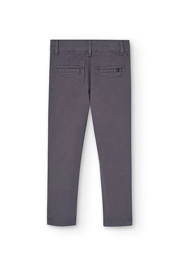 Boy\'s grey stretch gabardine trousers